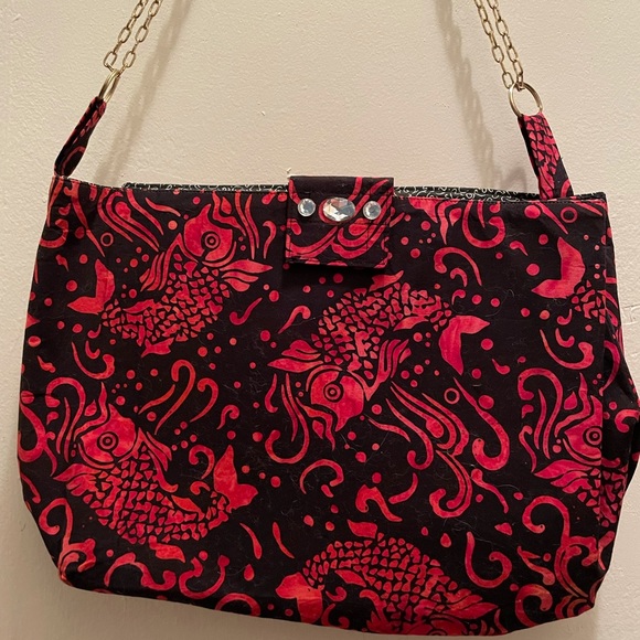 Handmade Red and Black Koi fish print bag - Picture 2 of 9